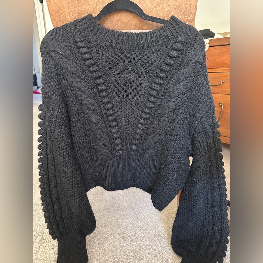 Anthropologie Black Chunky Knit Sweater – Size LP